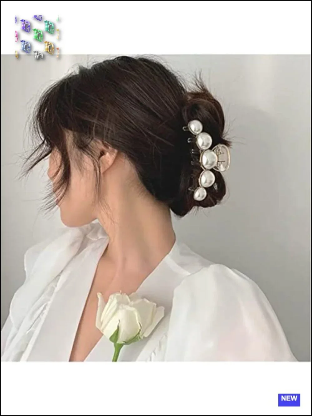 4 Large Pearl Resin Claw Clips for Thick Hair, Hair Barrette Styling Tools